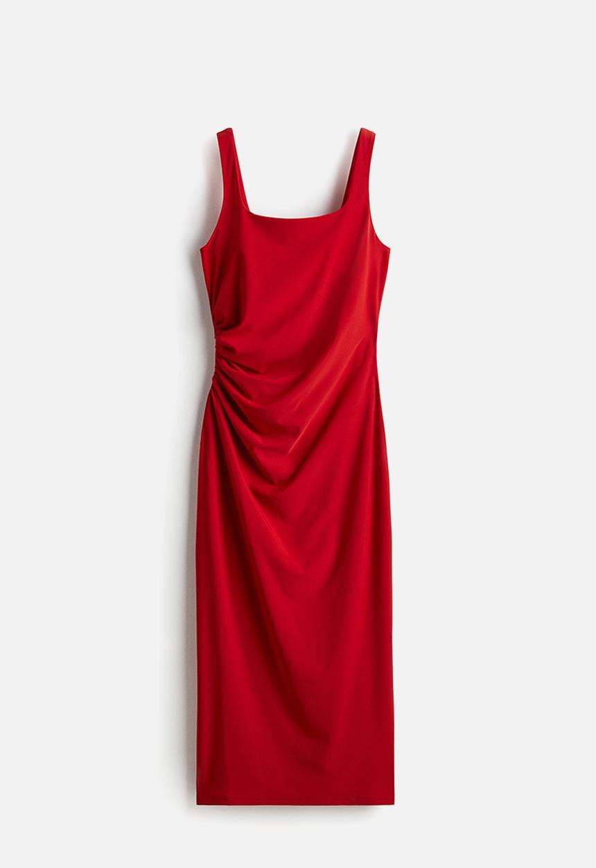 H&M - Draped midi dress - bright red