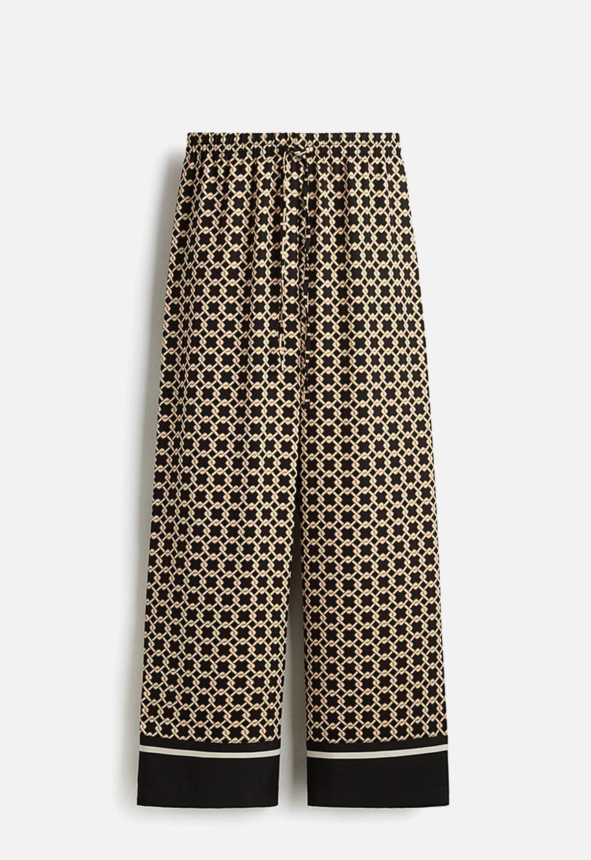 H&M - Patterned drawstring trousers - black patterned