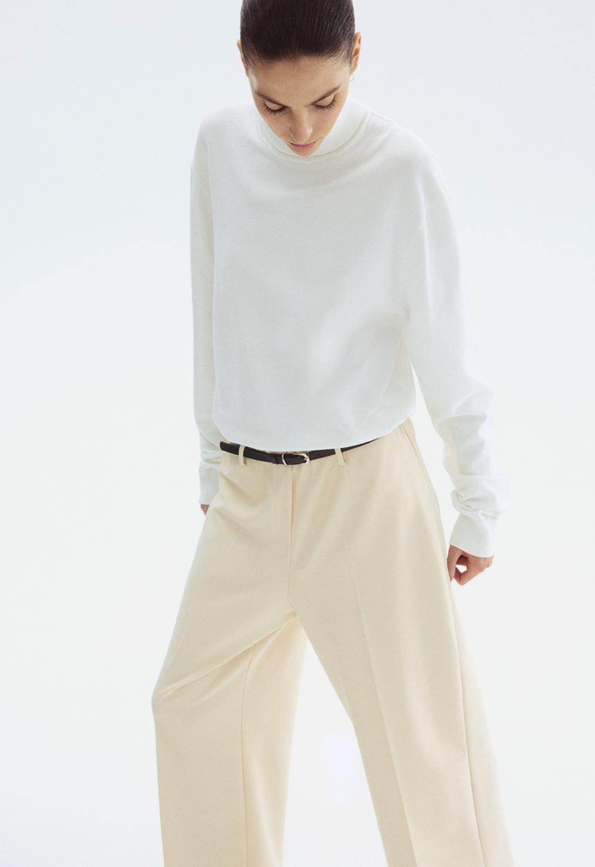 H&M - Belted ankle-length trousers - cream