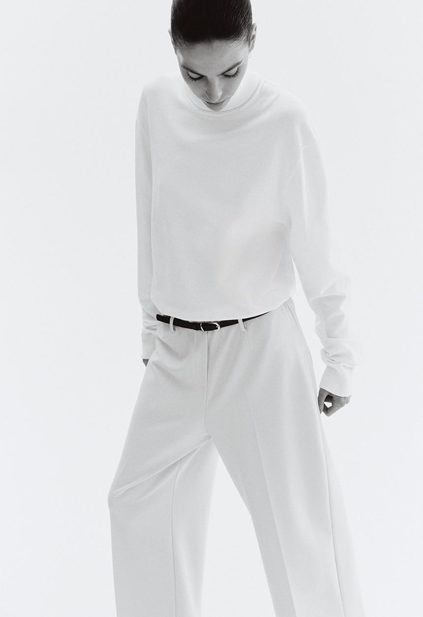 H&M - Belted ankle-length trousers - cream