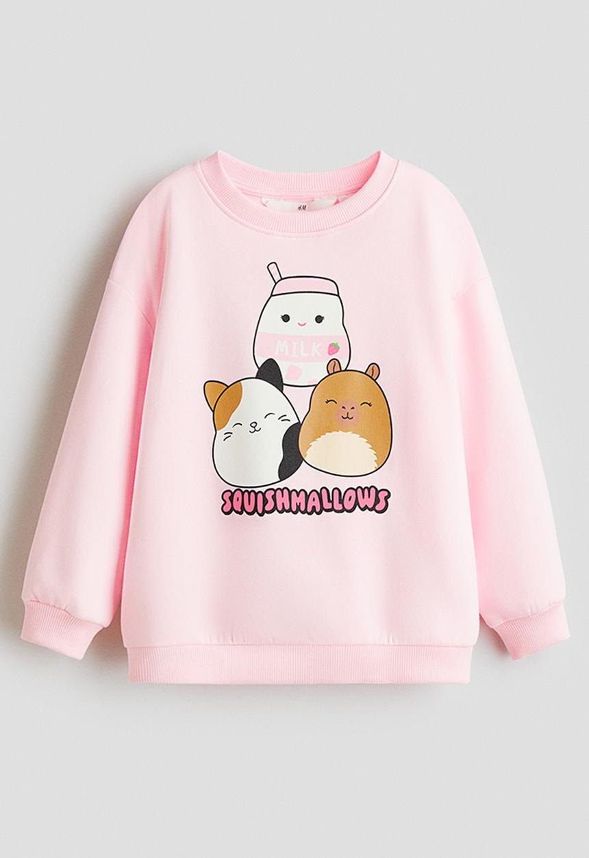 H&M - Printed sweatshirt - light pink/squishmallowsi