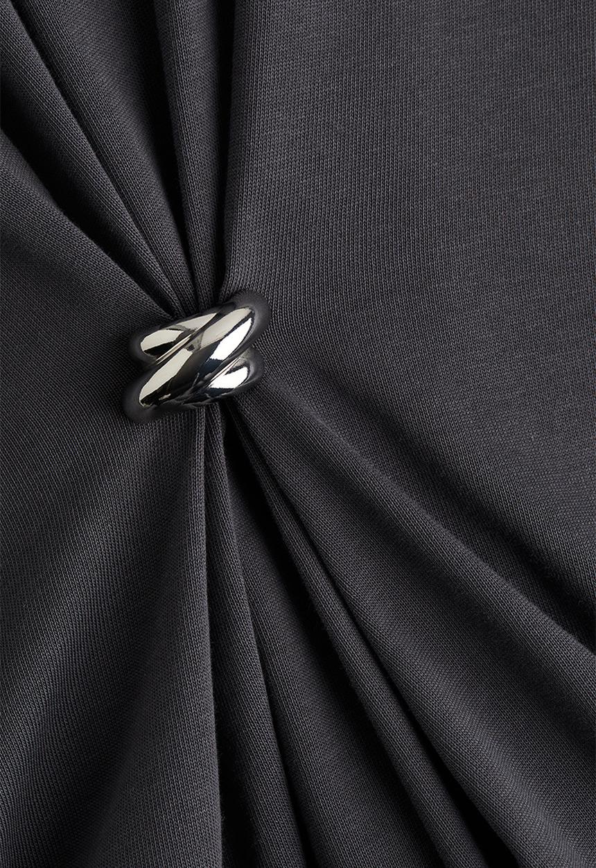 H&M - Metal-detail t-shirt - dark grey