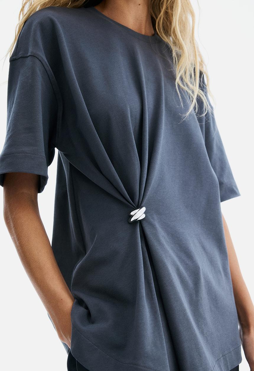 H&M - Metal-detail t-shirt - dark grey
