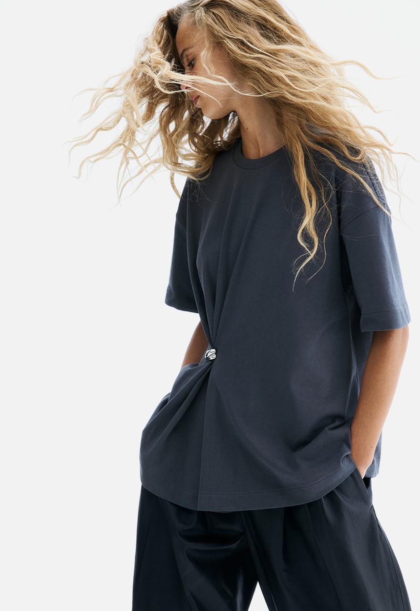 H&M - Metal-detail t-shirt - dark grey