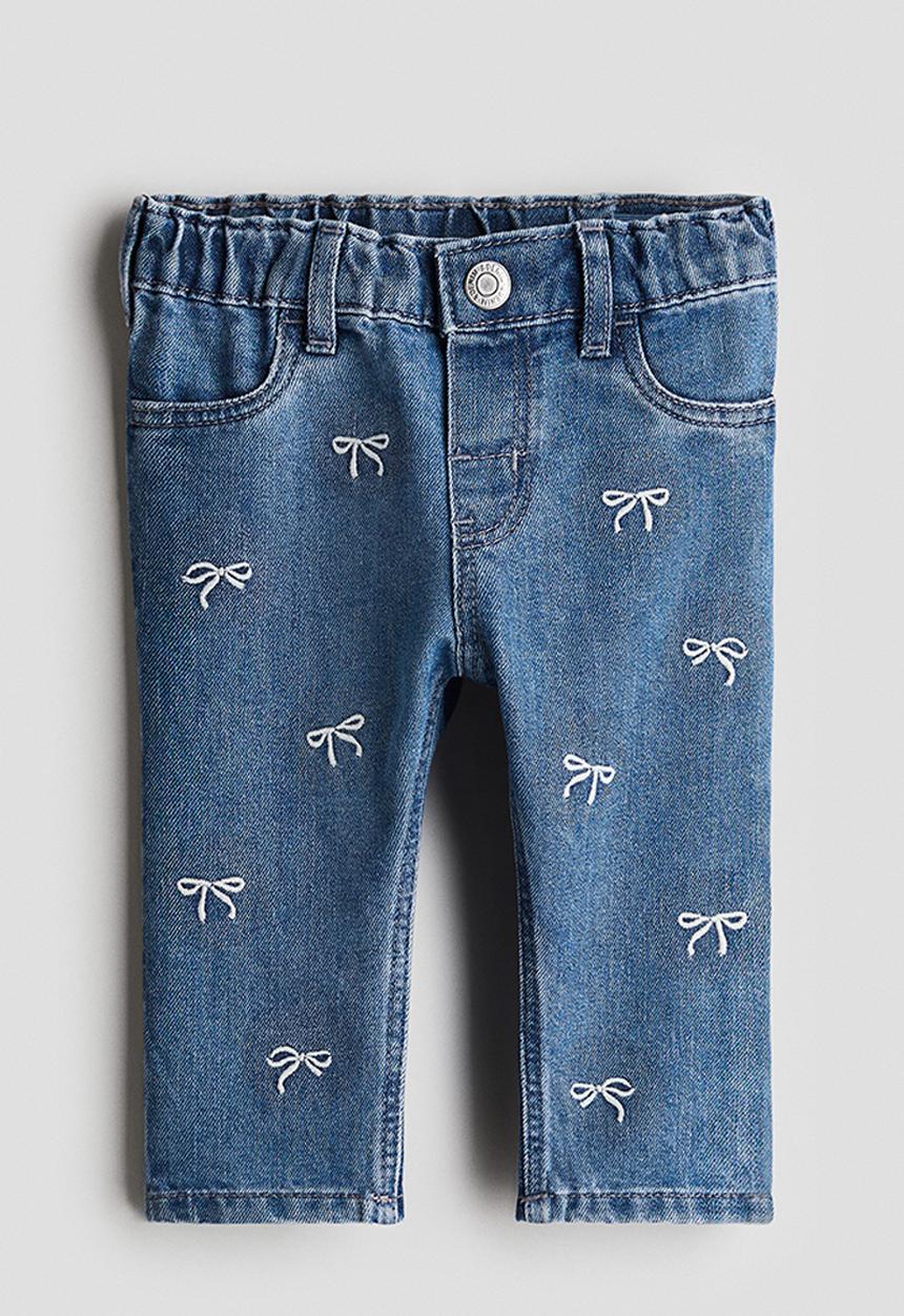 H&M - Embroidery-detail jeans - denim blue/bows