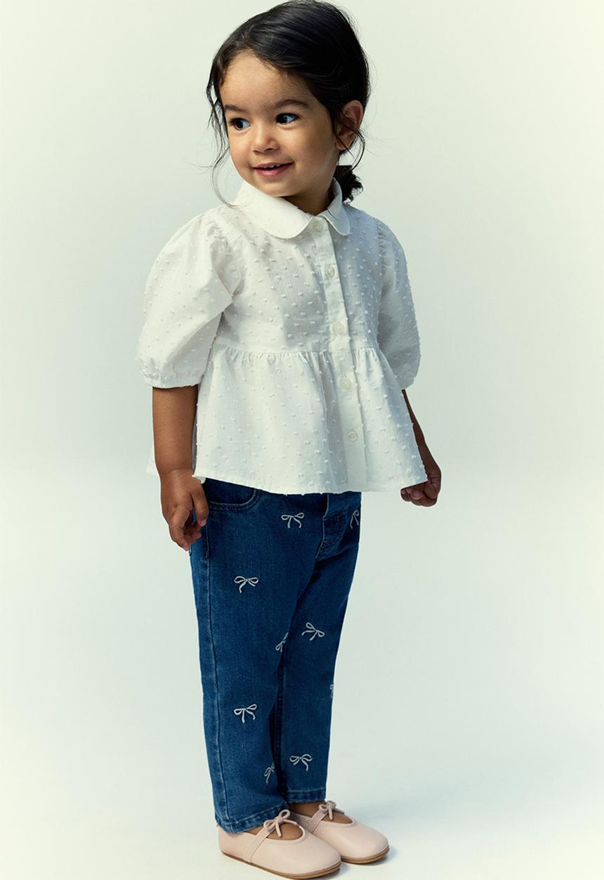 H&M - Embroidery-detail jeans - denim blue/bows