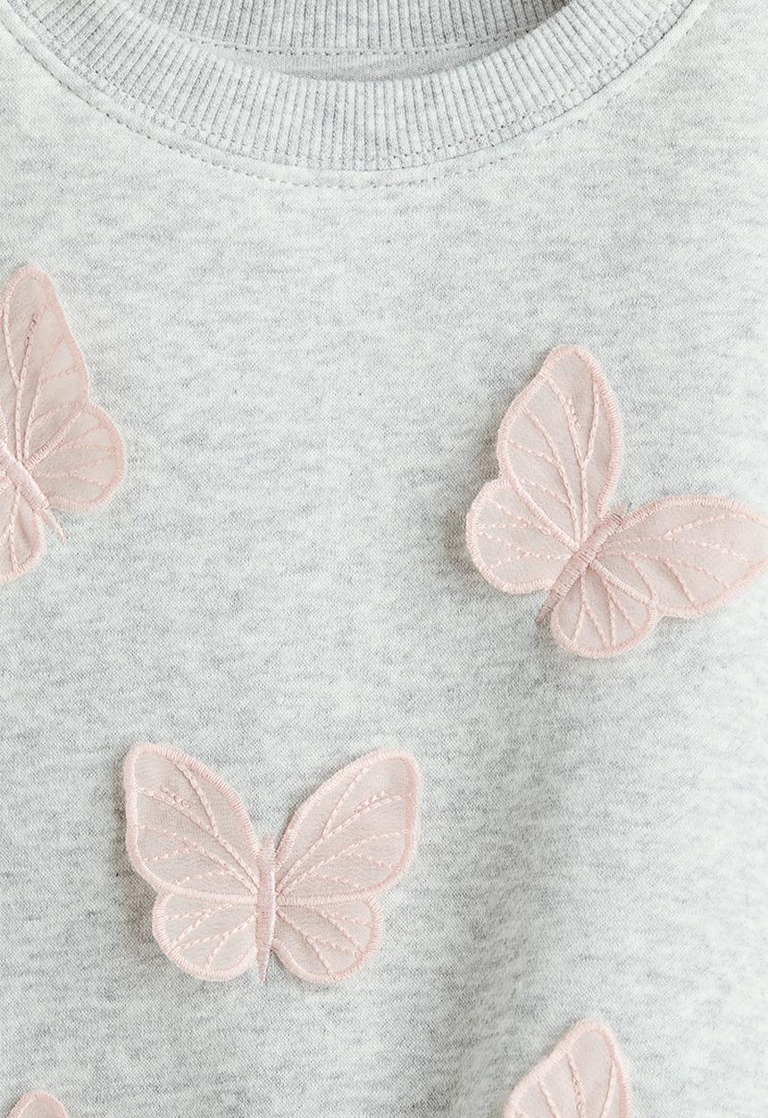 H&M - Sweatshirt - light grey marl/butterflies