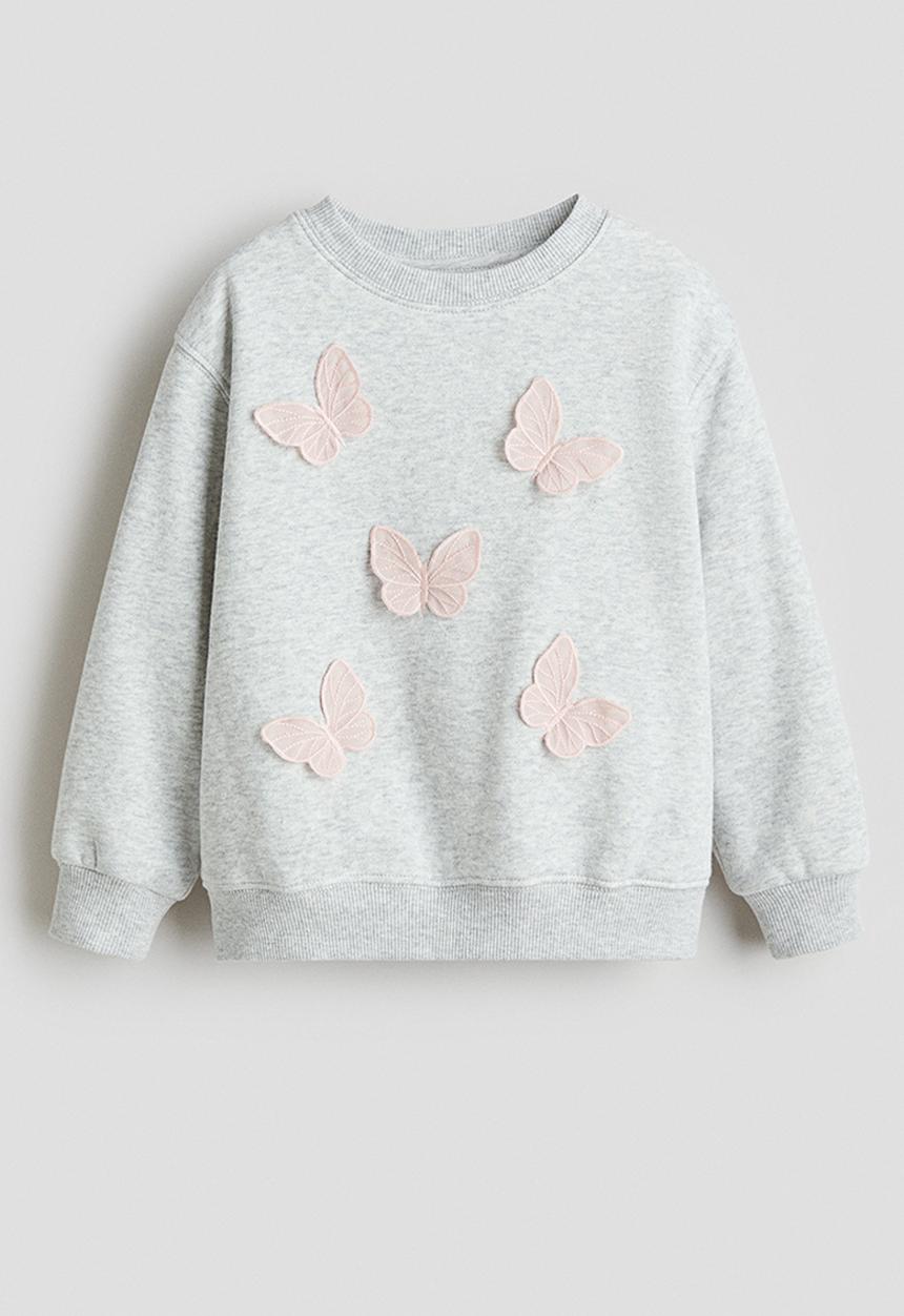 H&M - Sweatshirt - light grey marl/butterflies