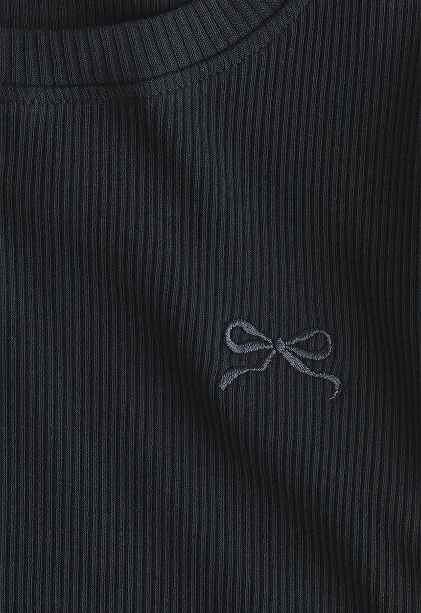 H&M - Ribbed flutter-sleeved top - dark grey