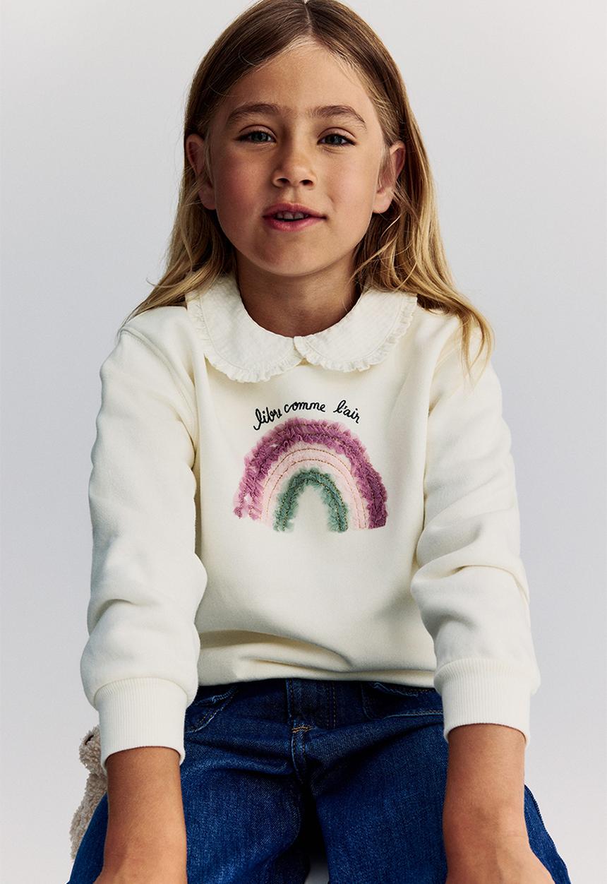 H&M - Sweatshirt -white/rainbow 