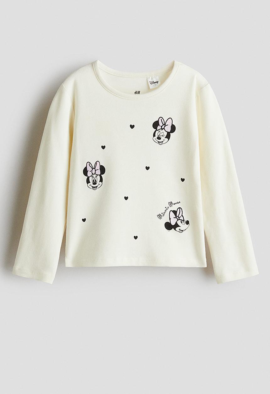 H&M - Long-sleeved cotton top - white/minnie mouse 