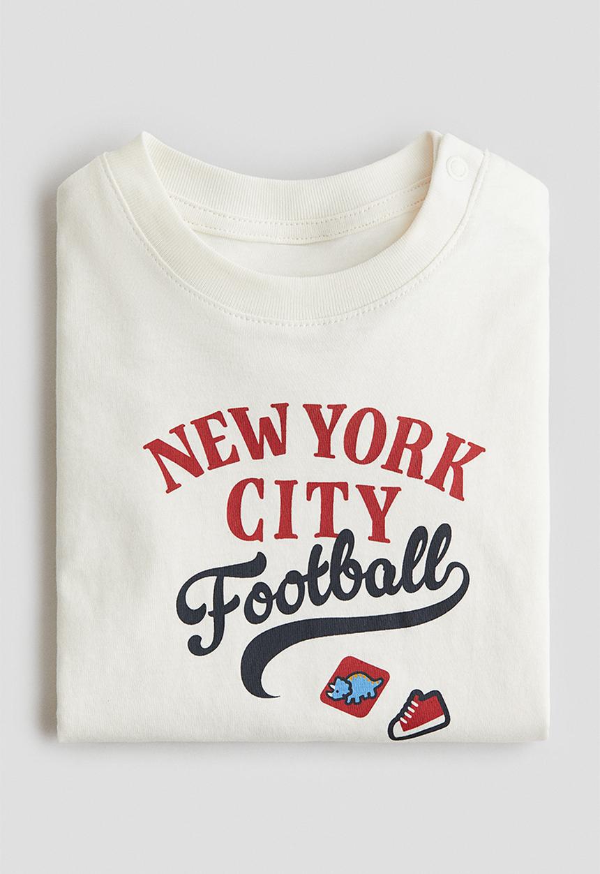 H&M - Printed cotton t-shirt - white new york city