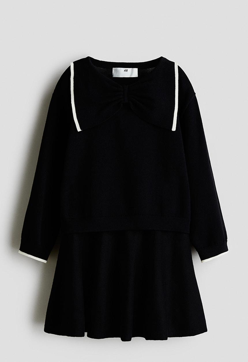 H&M - 2-Piece jumper and skirt set - black & white