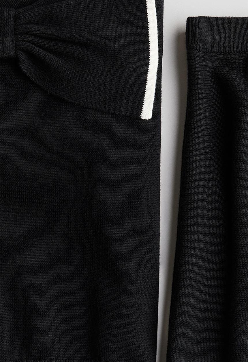 H&M - 2-Piece jumper and skirt set - black & white