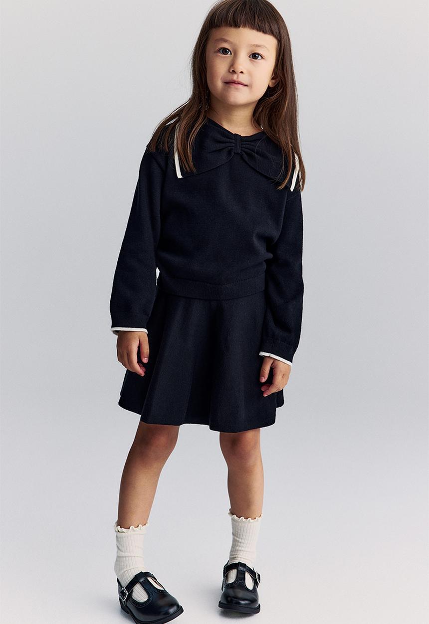 H&M - 2-Piece jumper and skirt set - black & white