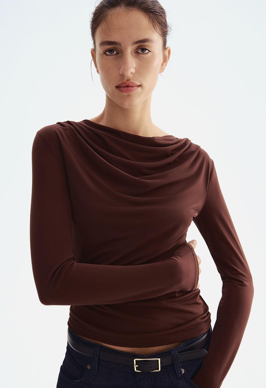 H&M - Cowl-neck top - dark brown
