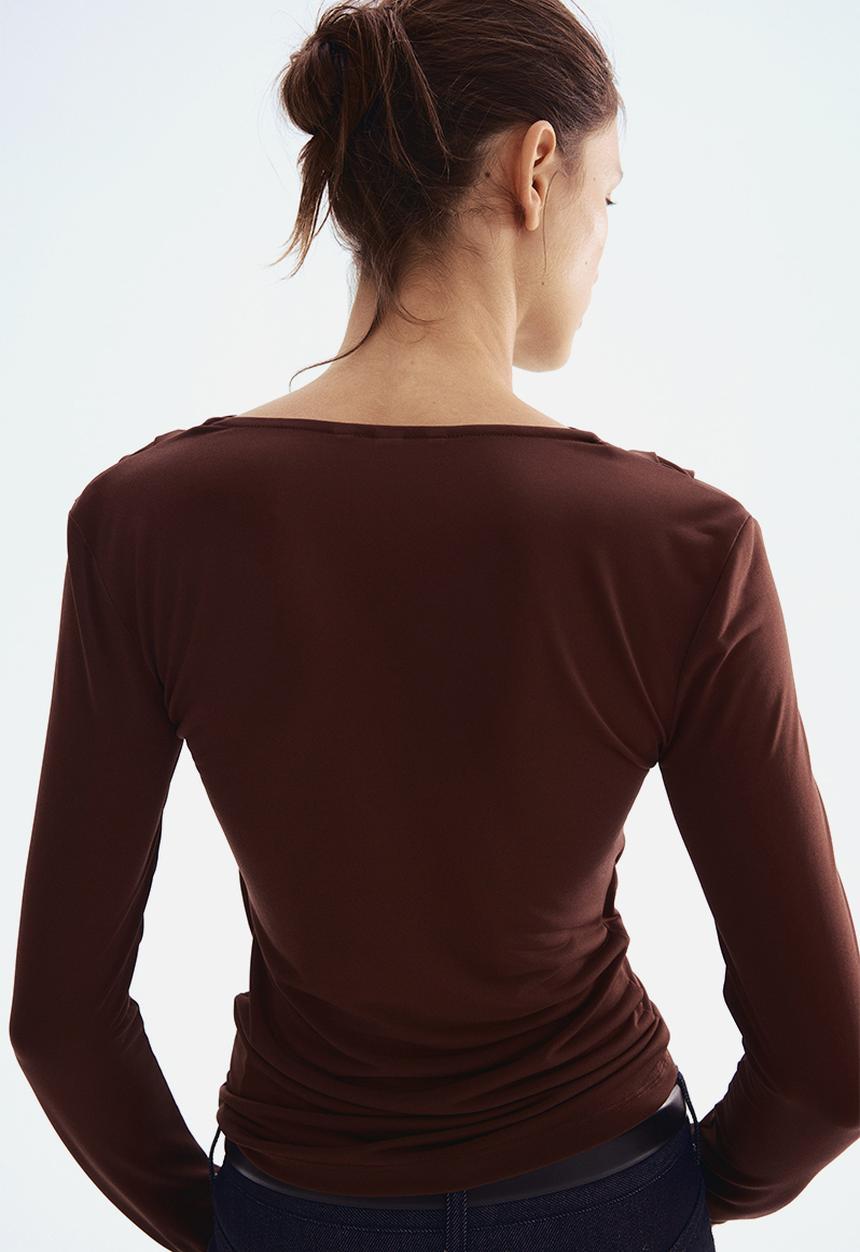 H&M - Cowl-neck top - dark brown