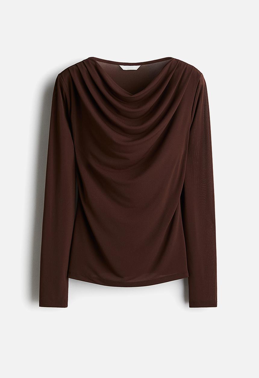 H&M - Cowl-neck top - dark brown