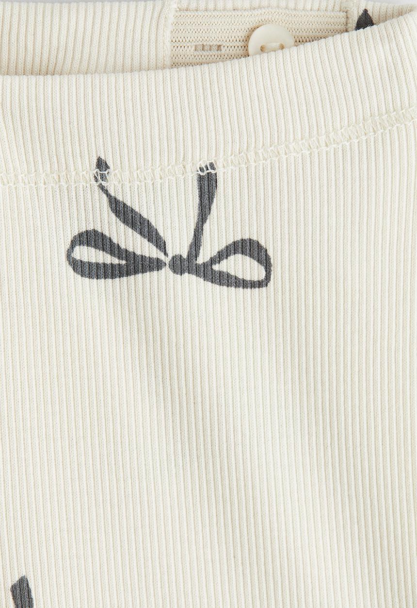 H&M - Ribbed cotton leggings - cream bows