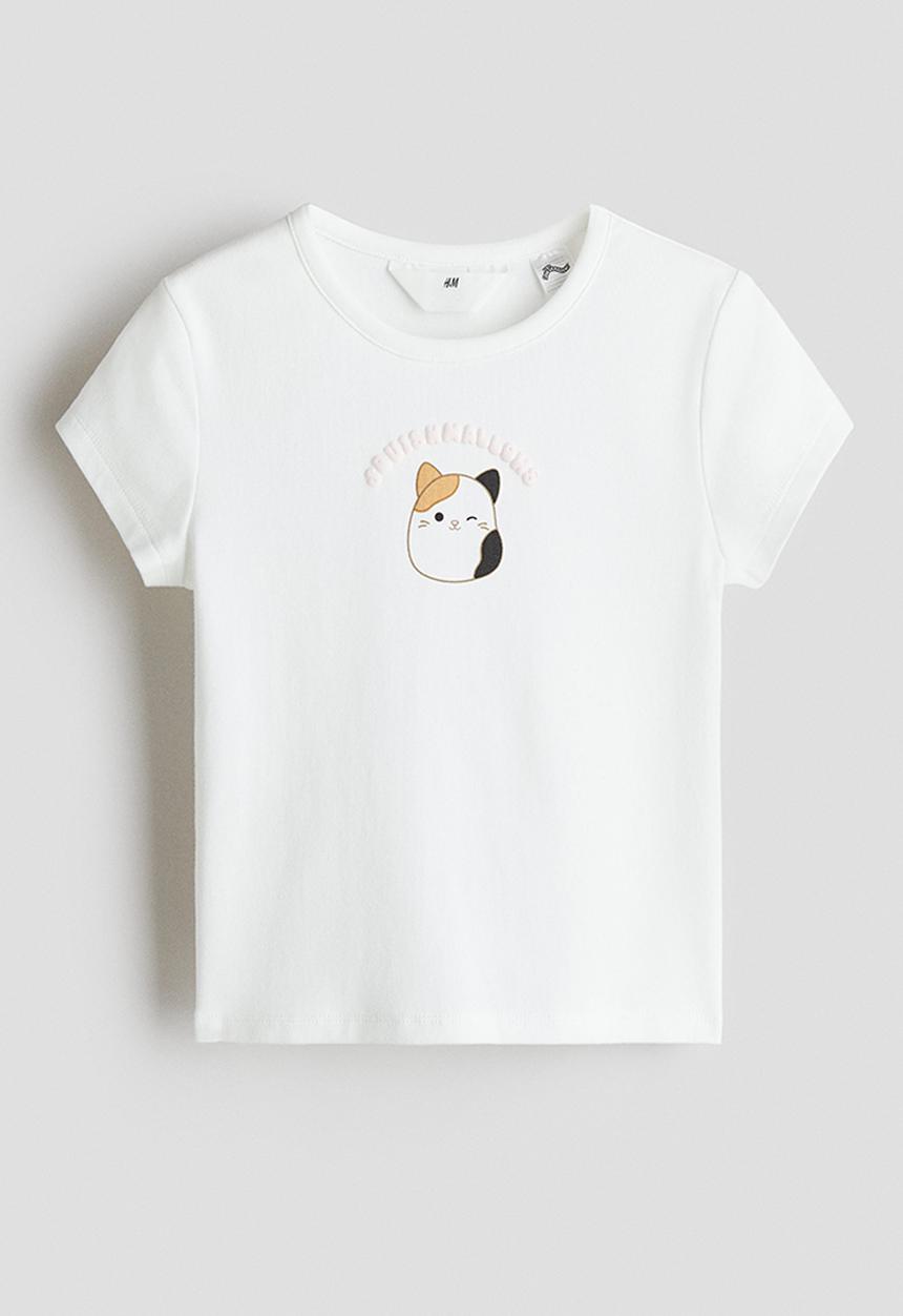 H&M - Print-motif cotton top - white/squishmallows