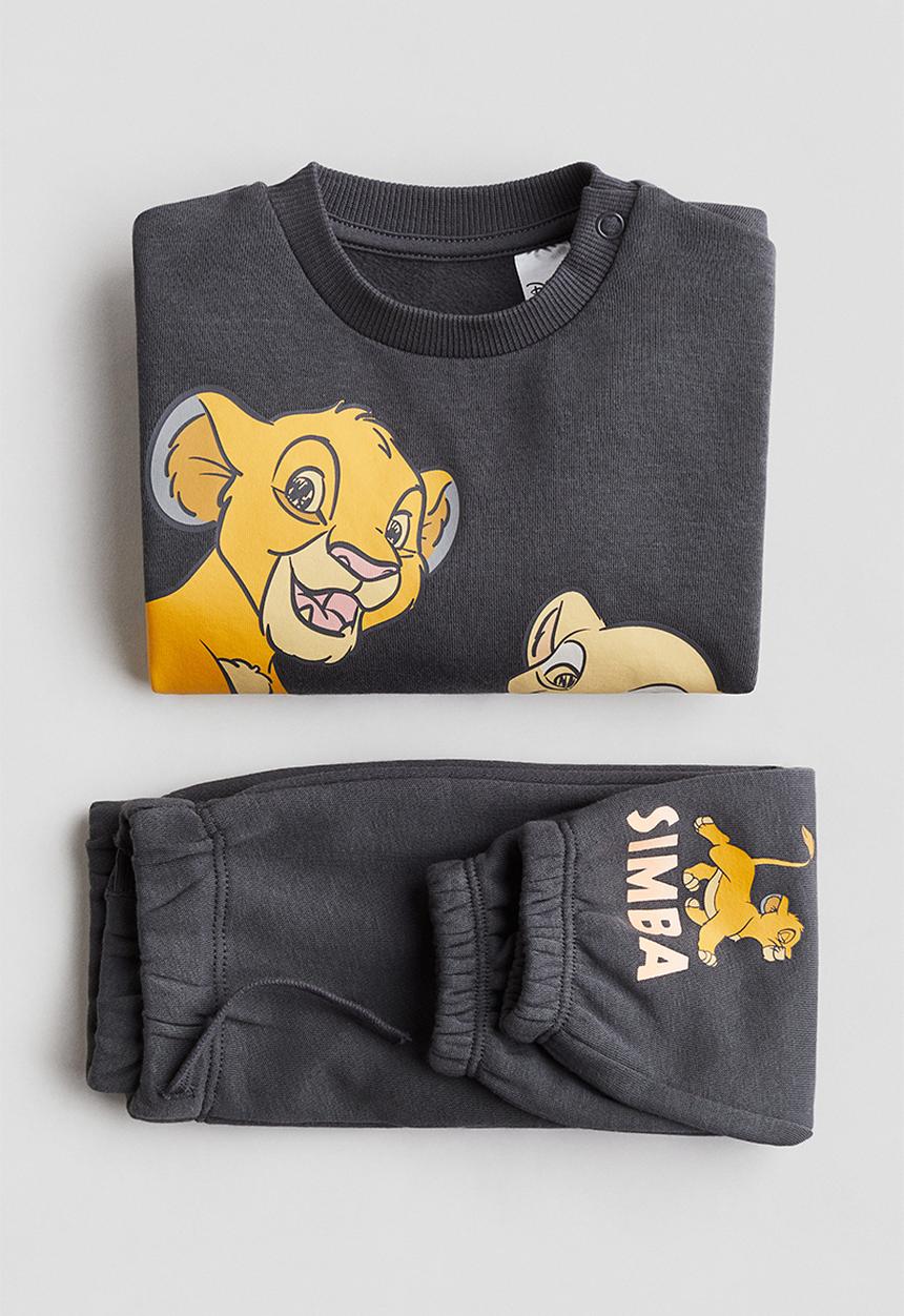 H&M - 2-Piece printed sweatshirt set - dark grey the lion king