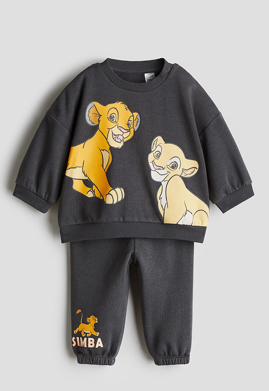 H&M - 2-Piece printed sweatshirt set - dark grey the lion king