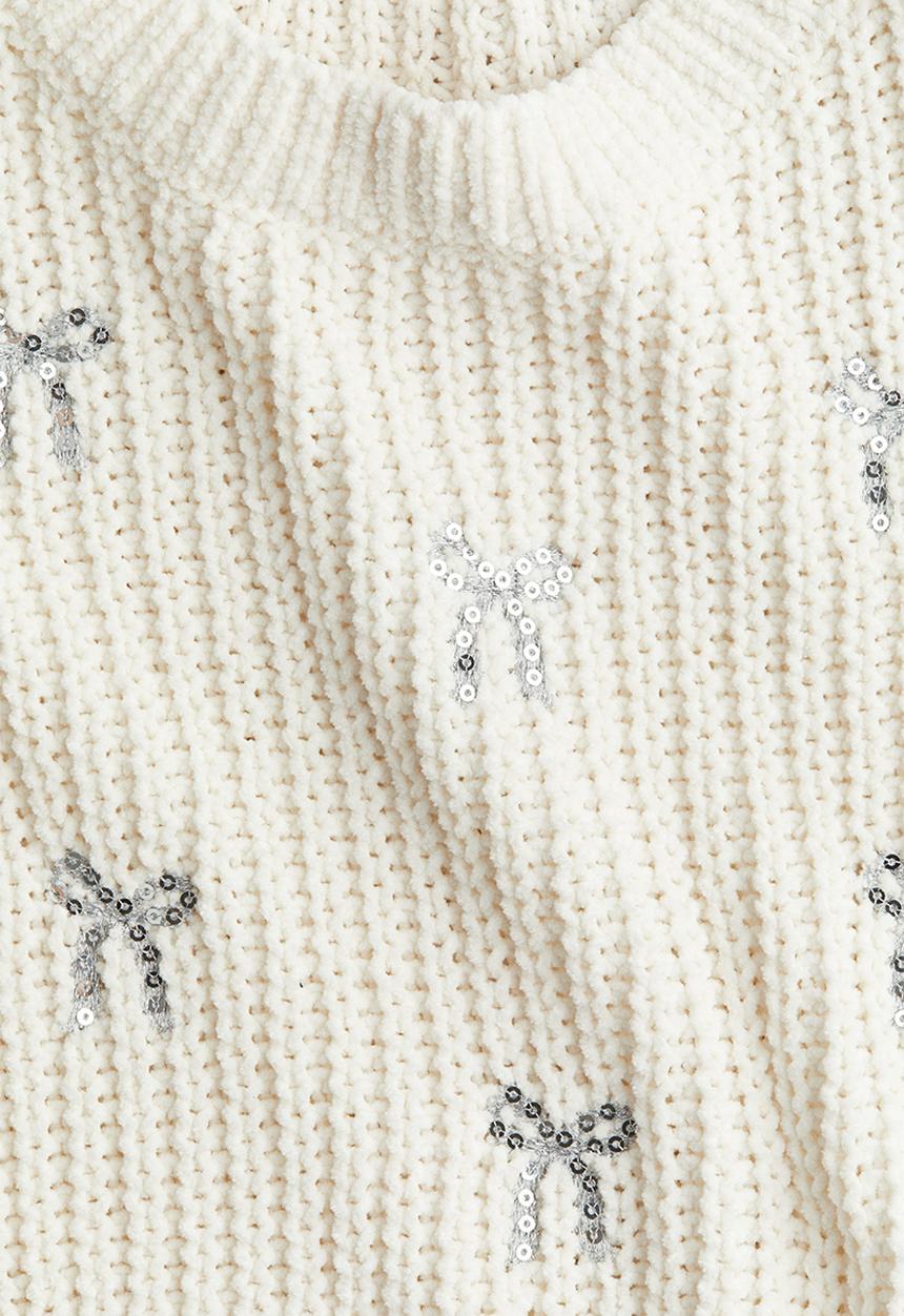 H&M - Chenille-knit jumper - cream bows