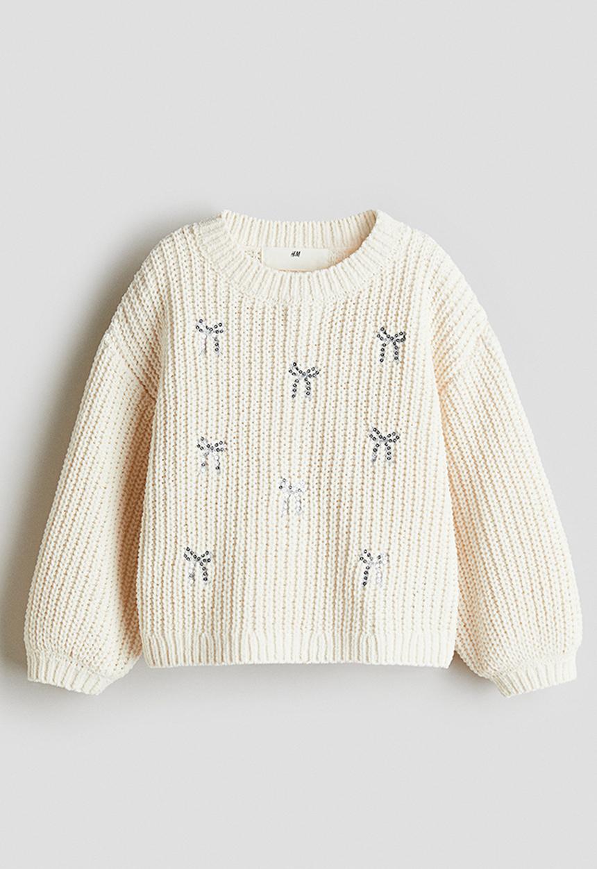 H&M - Chenille-knit jumper - cream bows