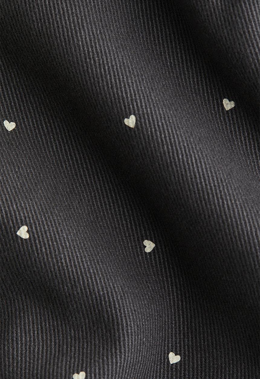 H&M - Printed cotton twill trousers - dark grey hearts