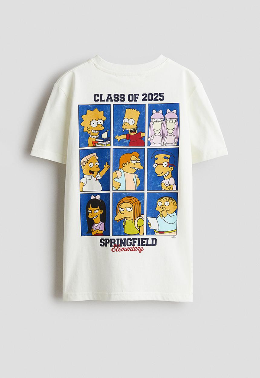 H&M - Print-motif cotton t-shirt - white the simpsons