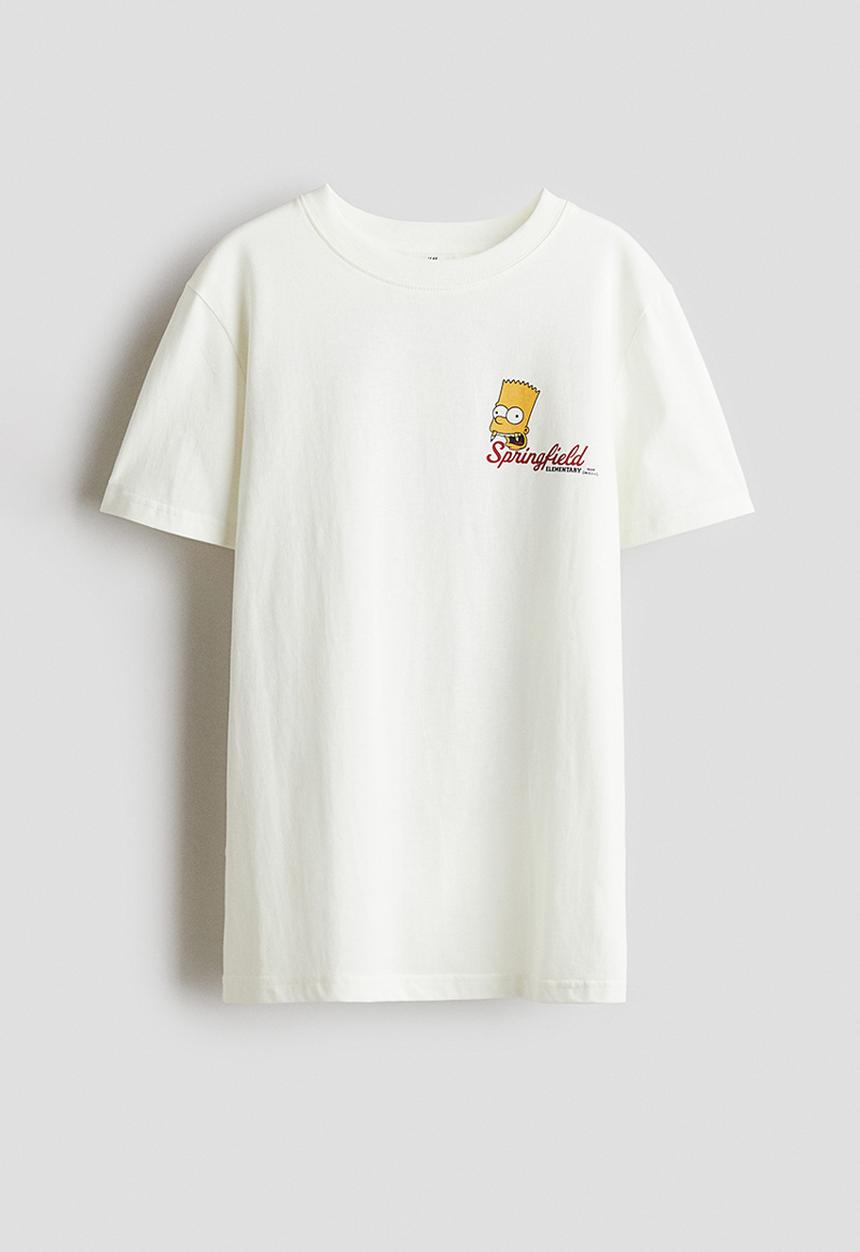 H&M - Print-motif cotton t-shirt - white the simpsons
