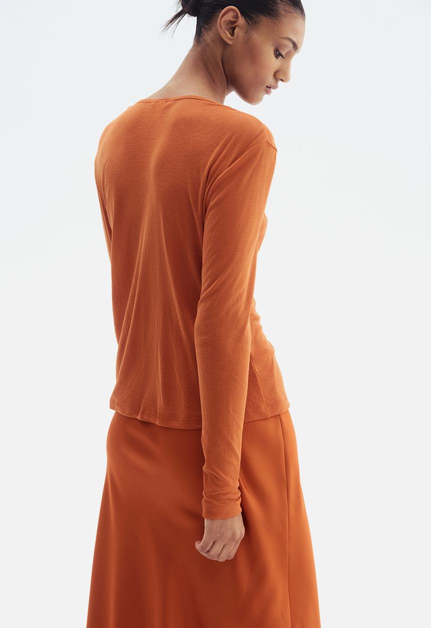 H&M - Fine-knit button-front top - orange