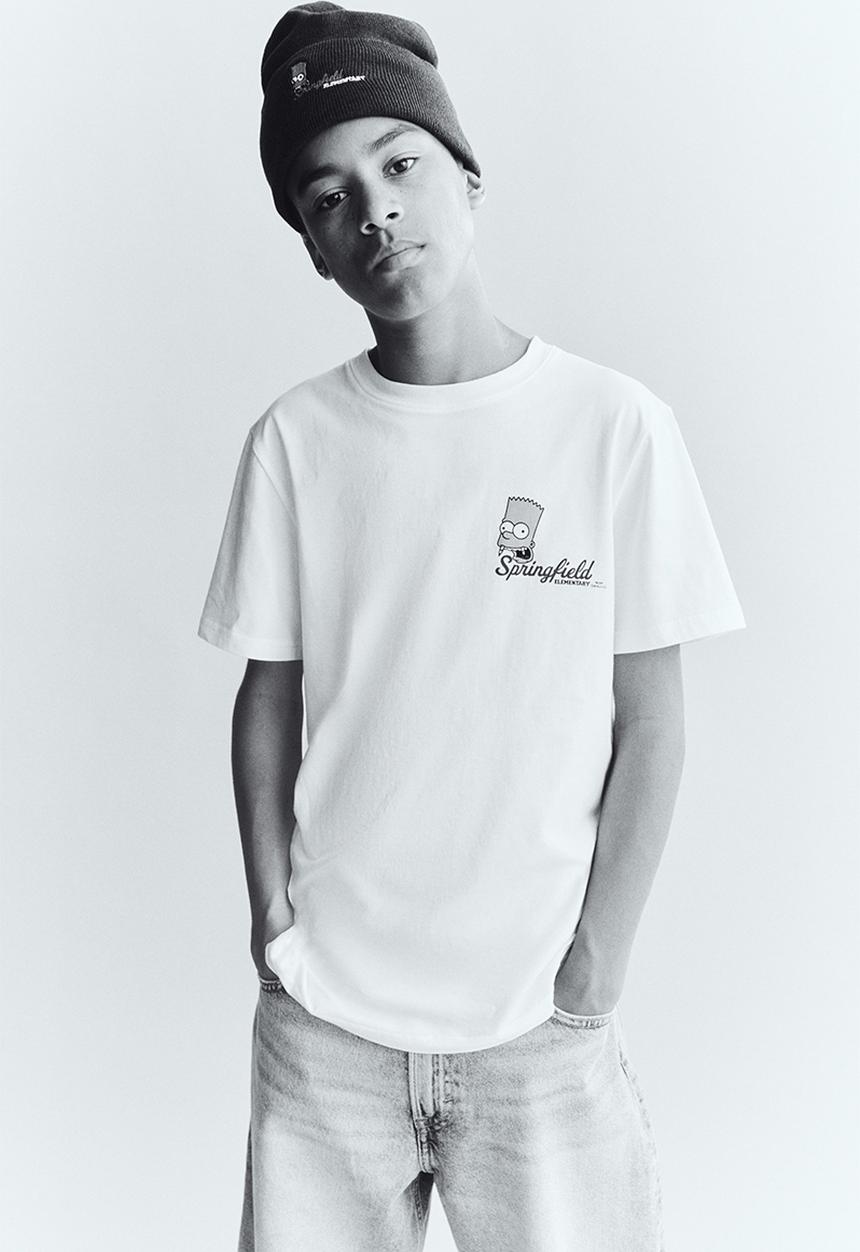H&M - Print-motif cotton t-shirt - white the simpsons