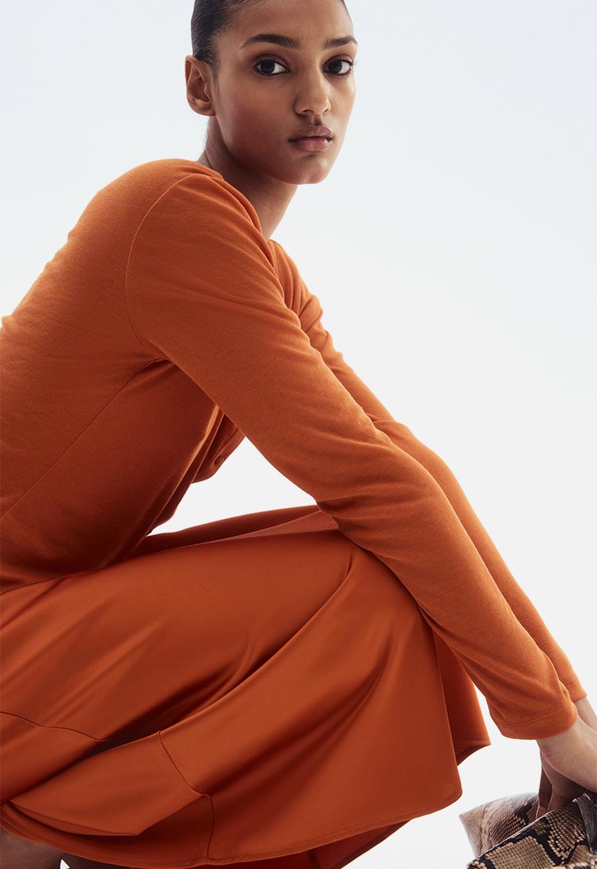 H&M - Fine-knit button-front top - orange