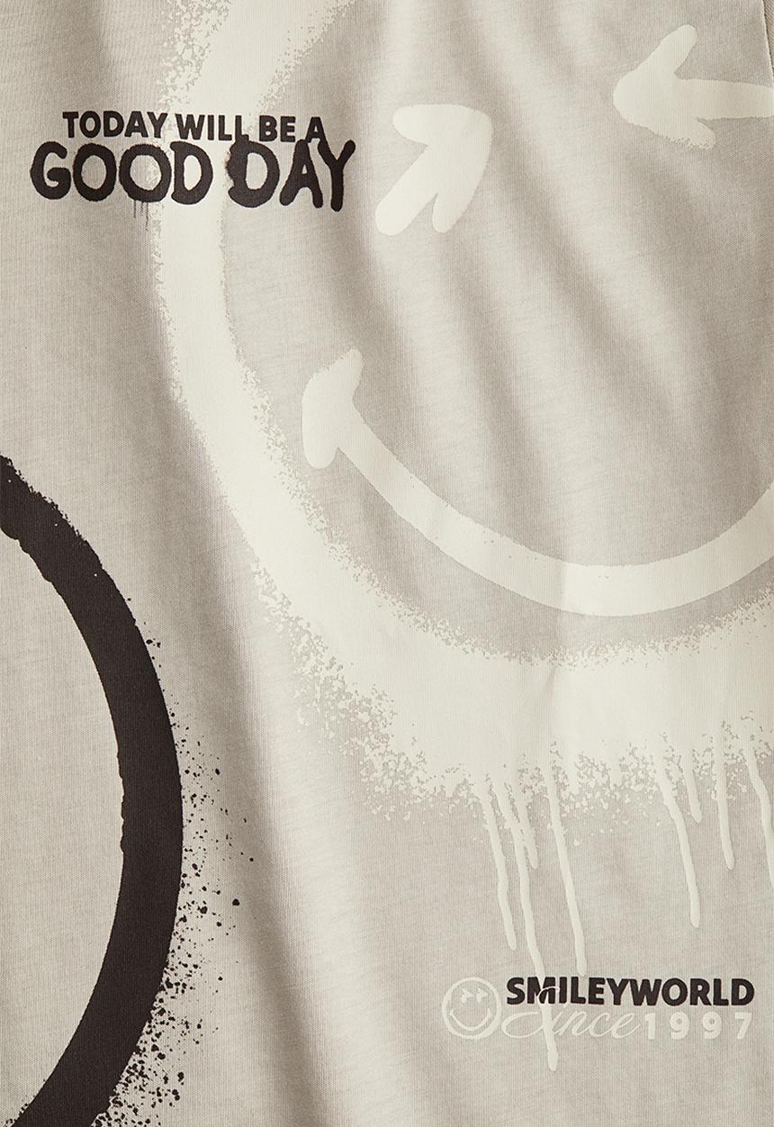 H&M - Print-motif cotton t-shirt - beige smileyworld®