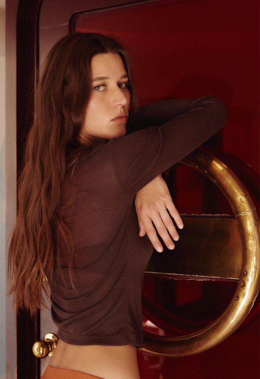H&M - Fine-knit button-front top - dark brown 