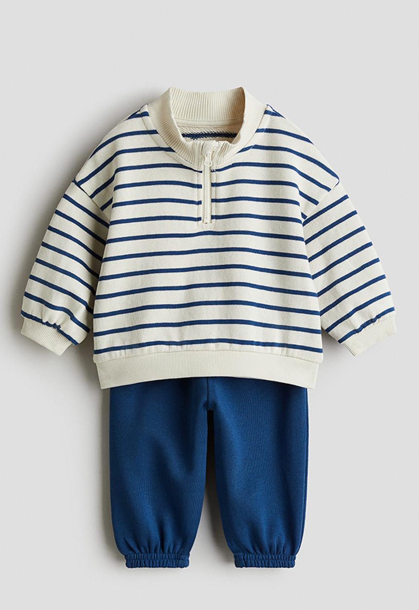 H&M - 2-Piece lightweight sweatshirt set - blue striped