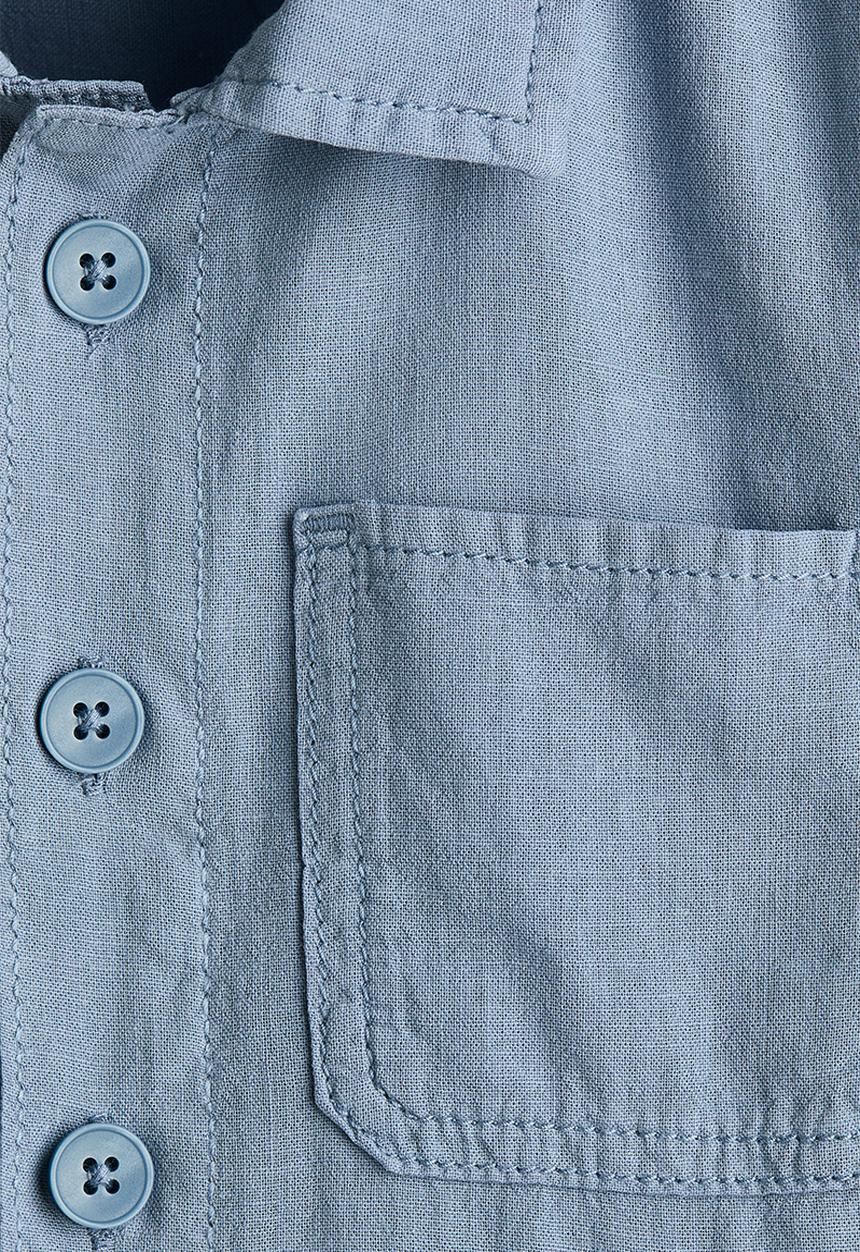 H&M - Linen-blend shacket - light dusty blue