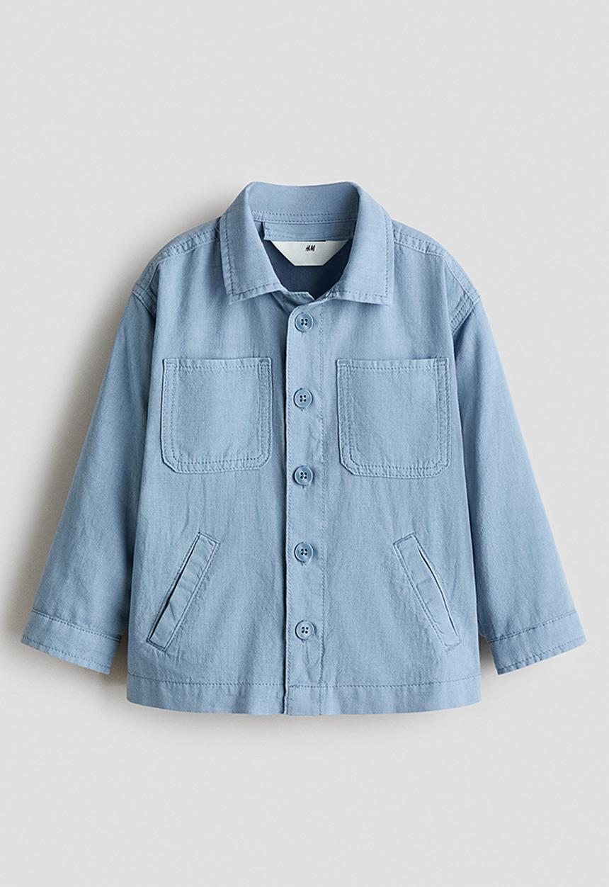 H&M - Linen-blend shacket - light dusty blue