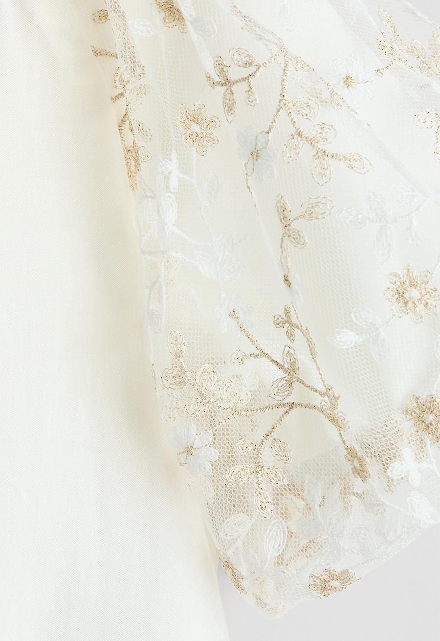 H&M - Puff-sleeved blouse - white/floral 