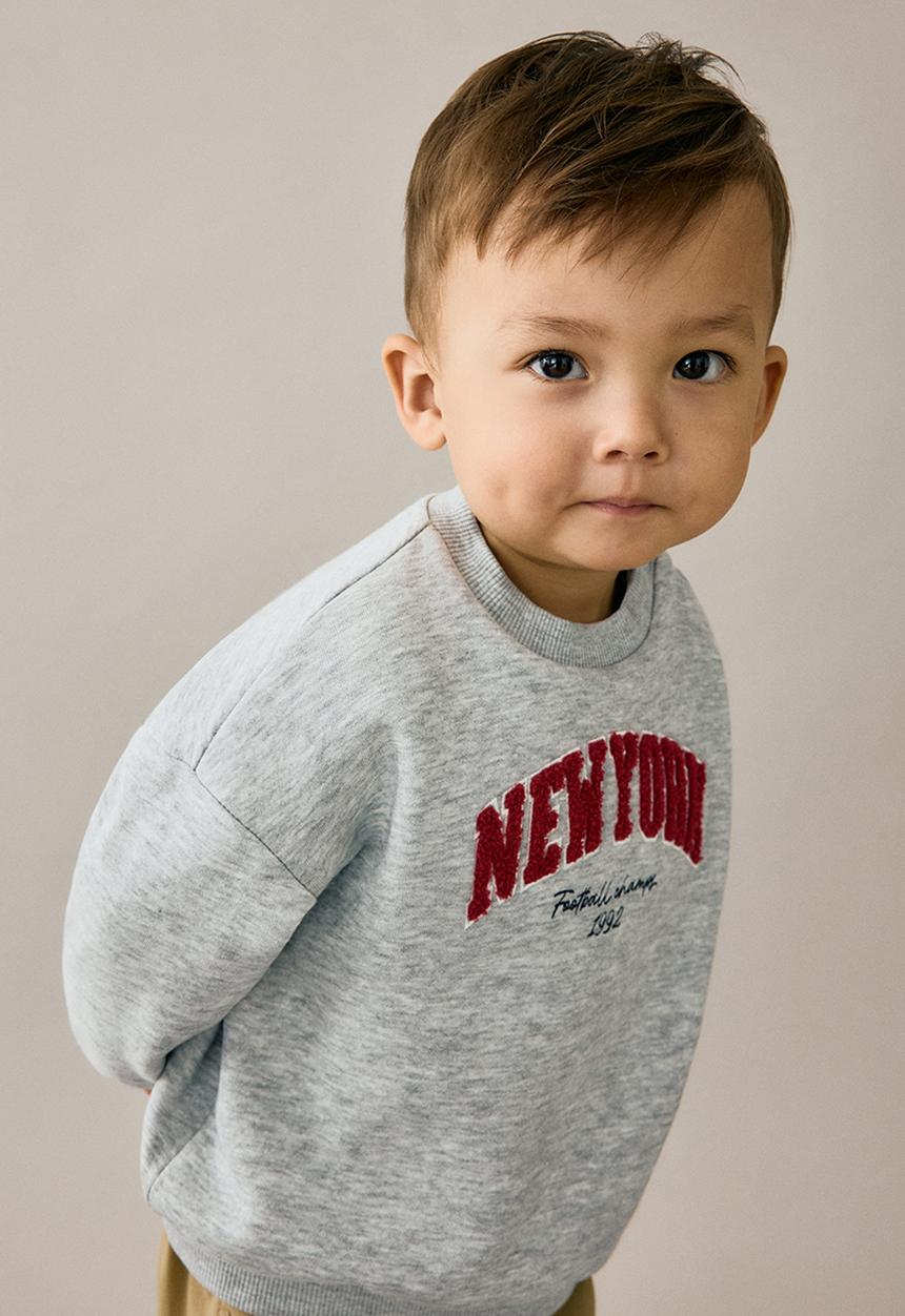 H&M - Motif-detail brushed-inside sweatshirt - light grey new york