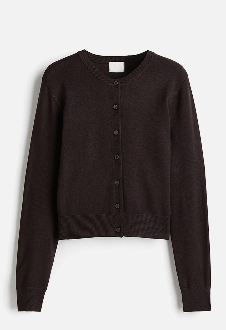 H&M - Fine-knit cardigan - dark brown 