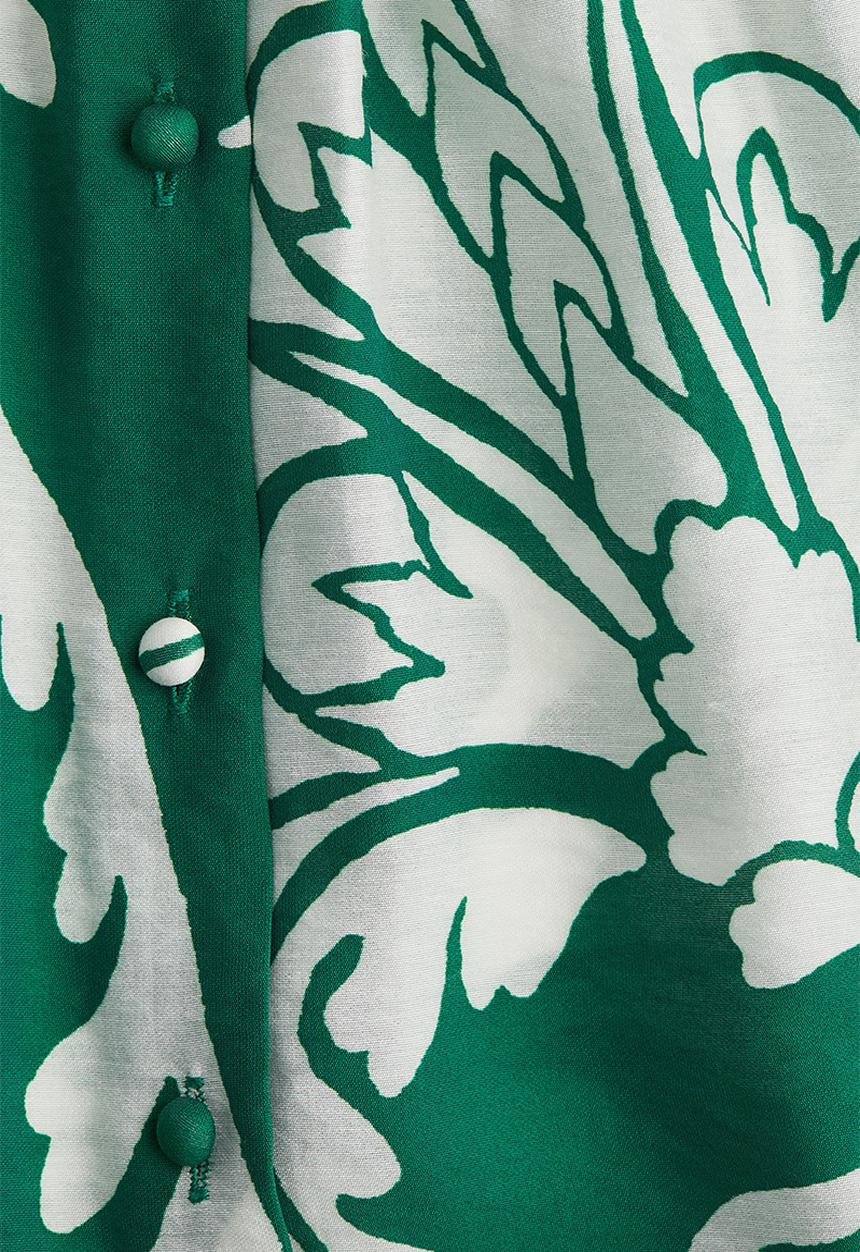 H&M - Button-front tunic dress -green/patterned
