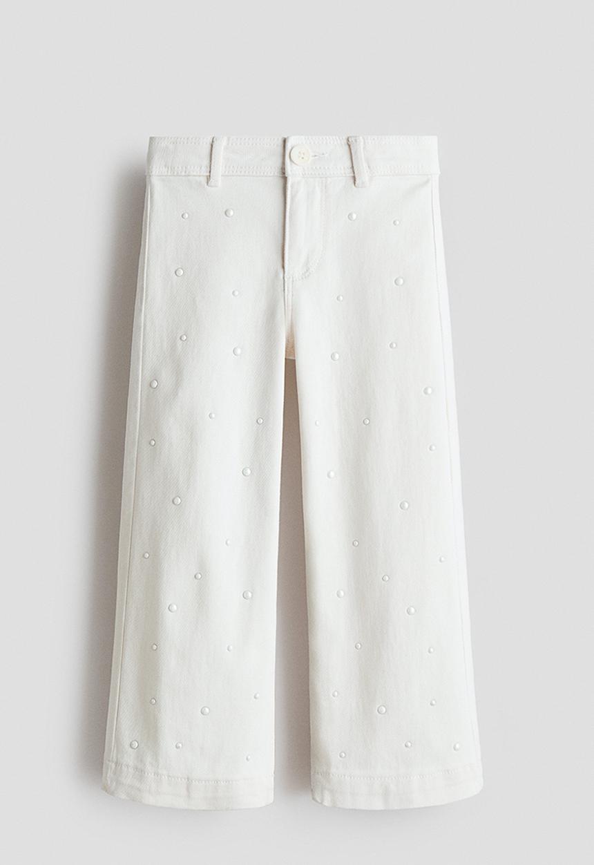 H&M - Bead-embellished flared trousers - white