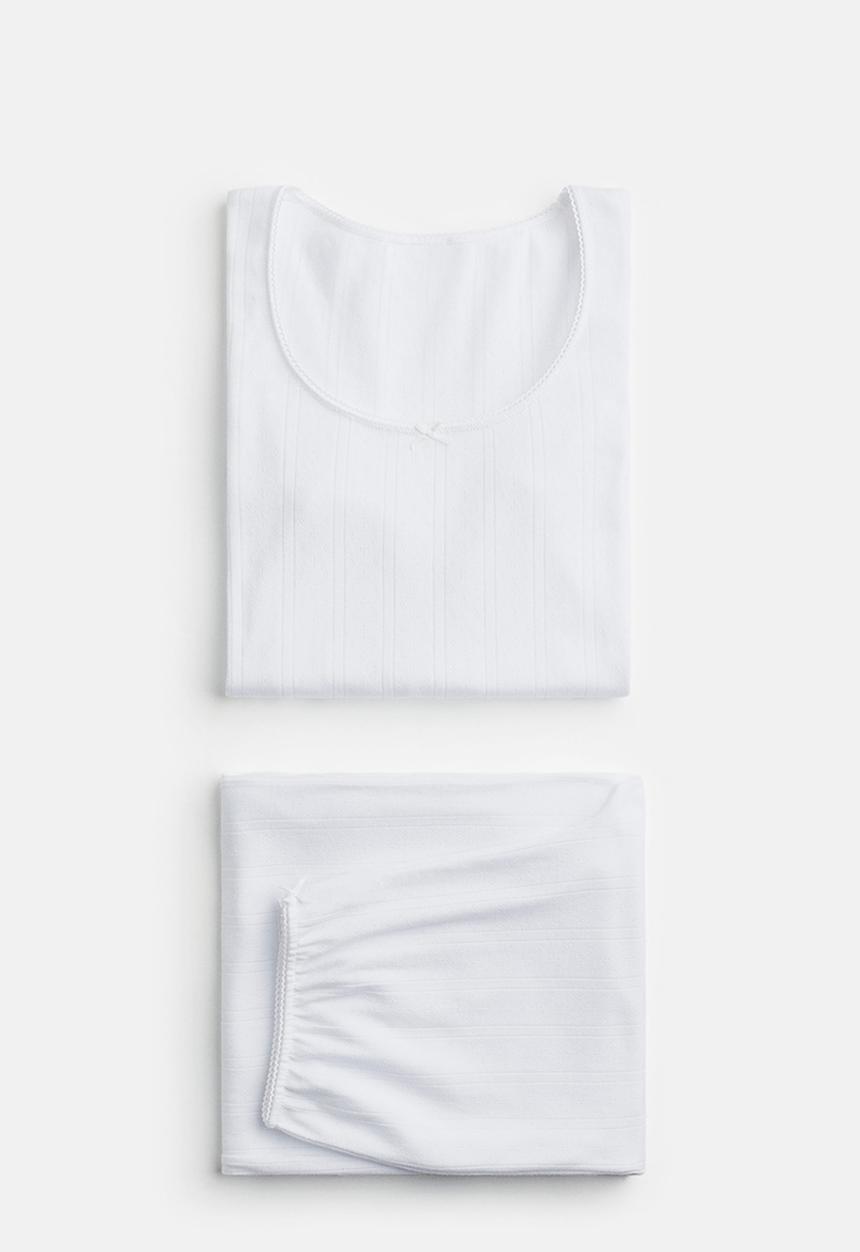 H&M - Cotton pointelle pyjamas - white
