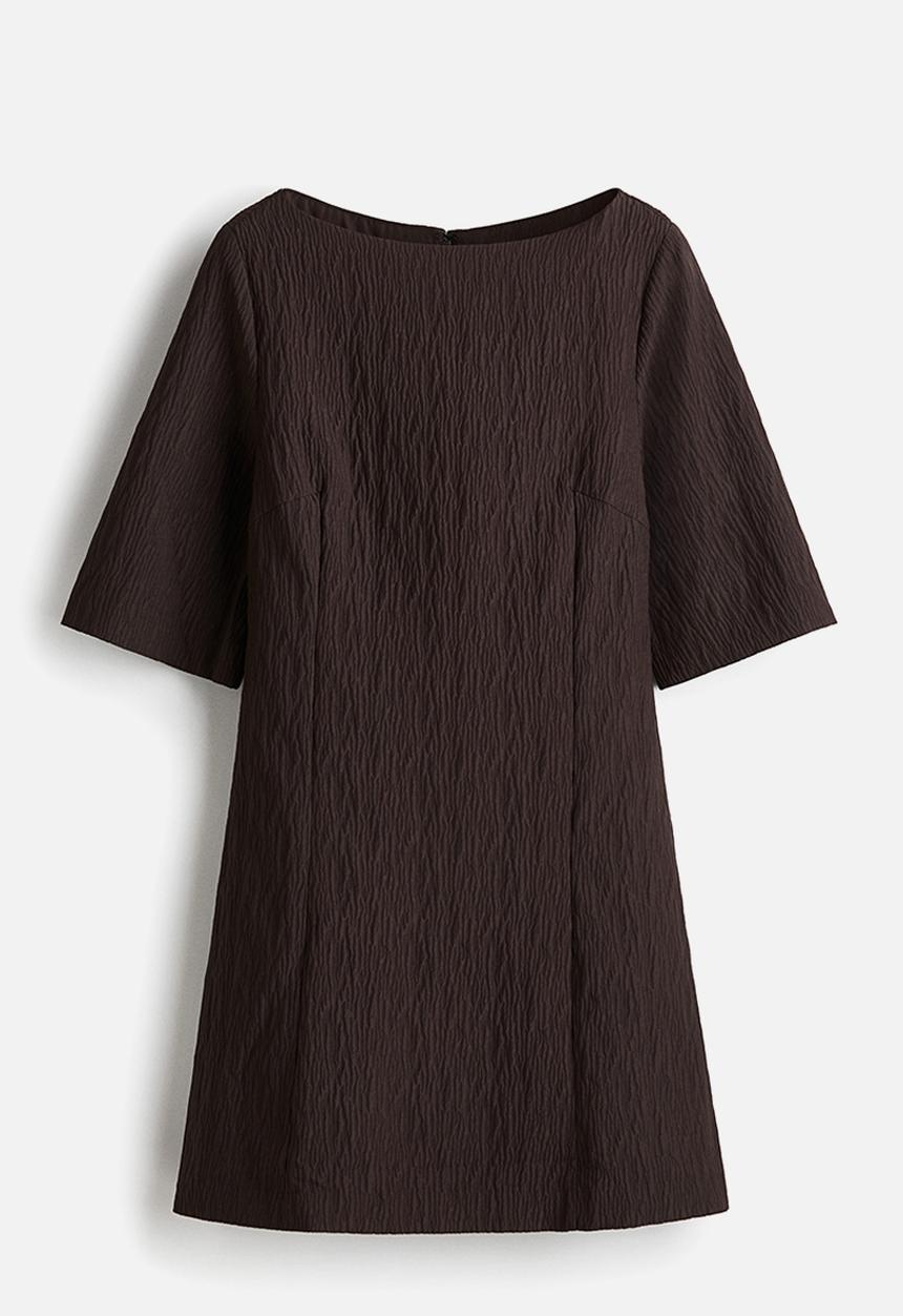 H&M - Boat-neck dress - dark brown 