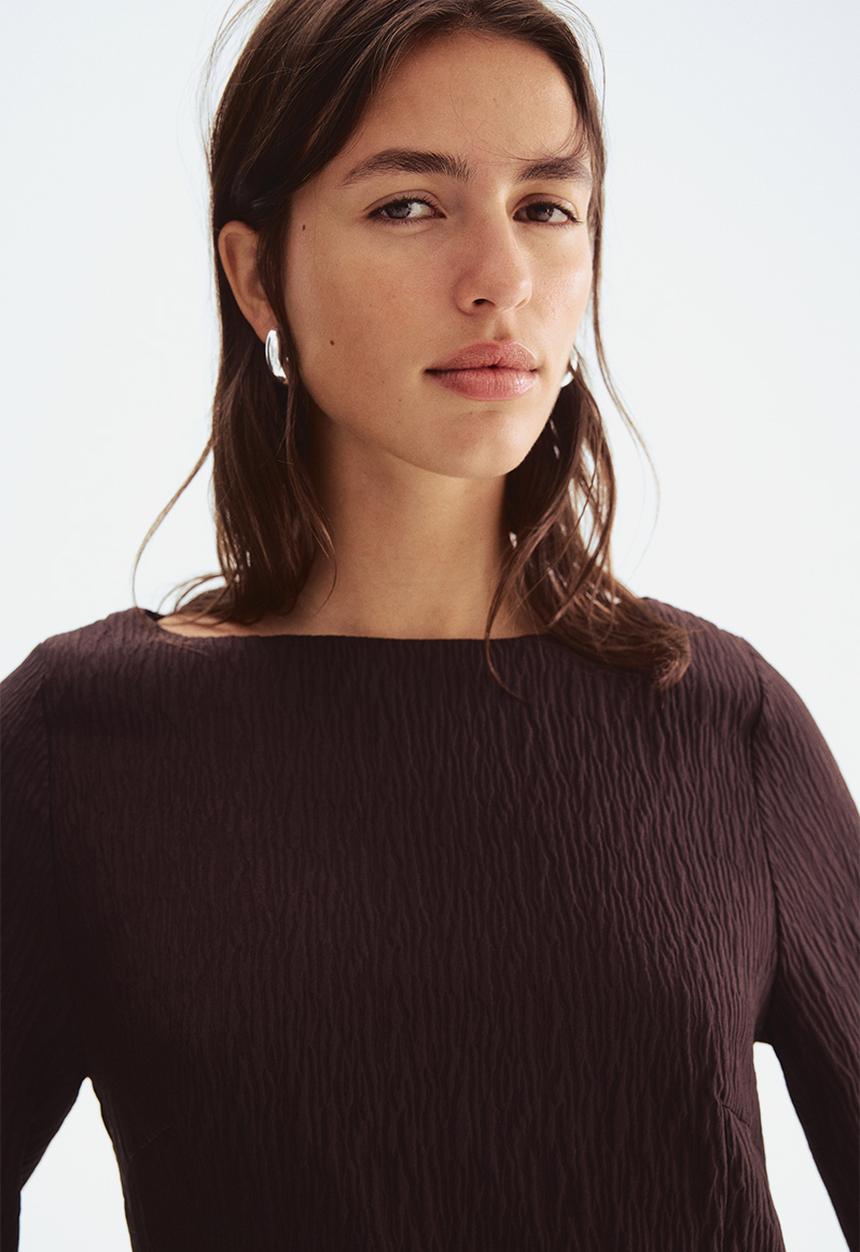 H&M - Boat-neck dress - dark brown 
