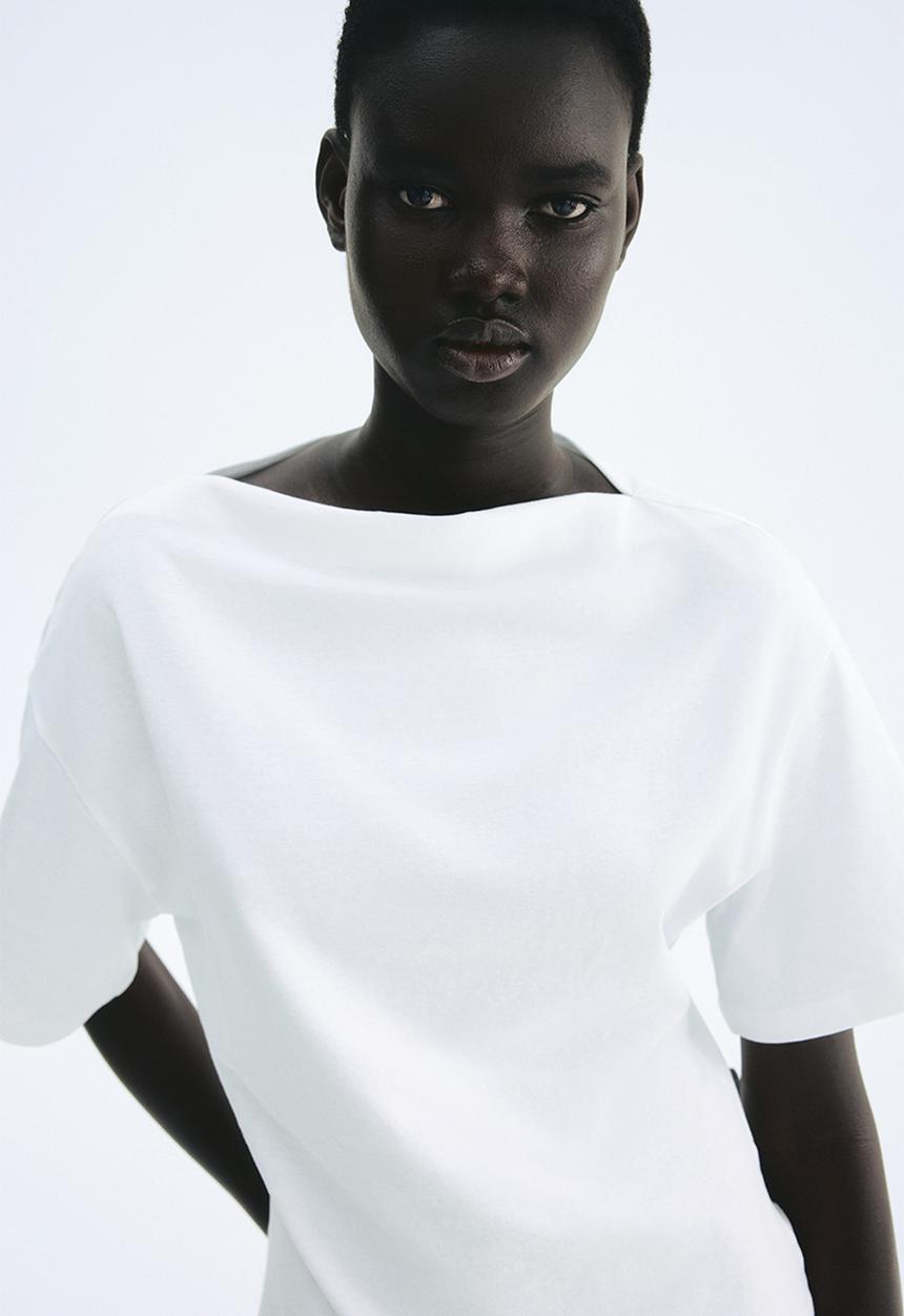 H&M - Boat-neck cotton top - white