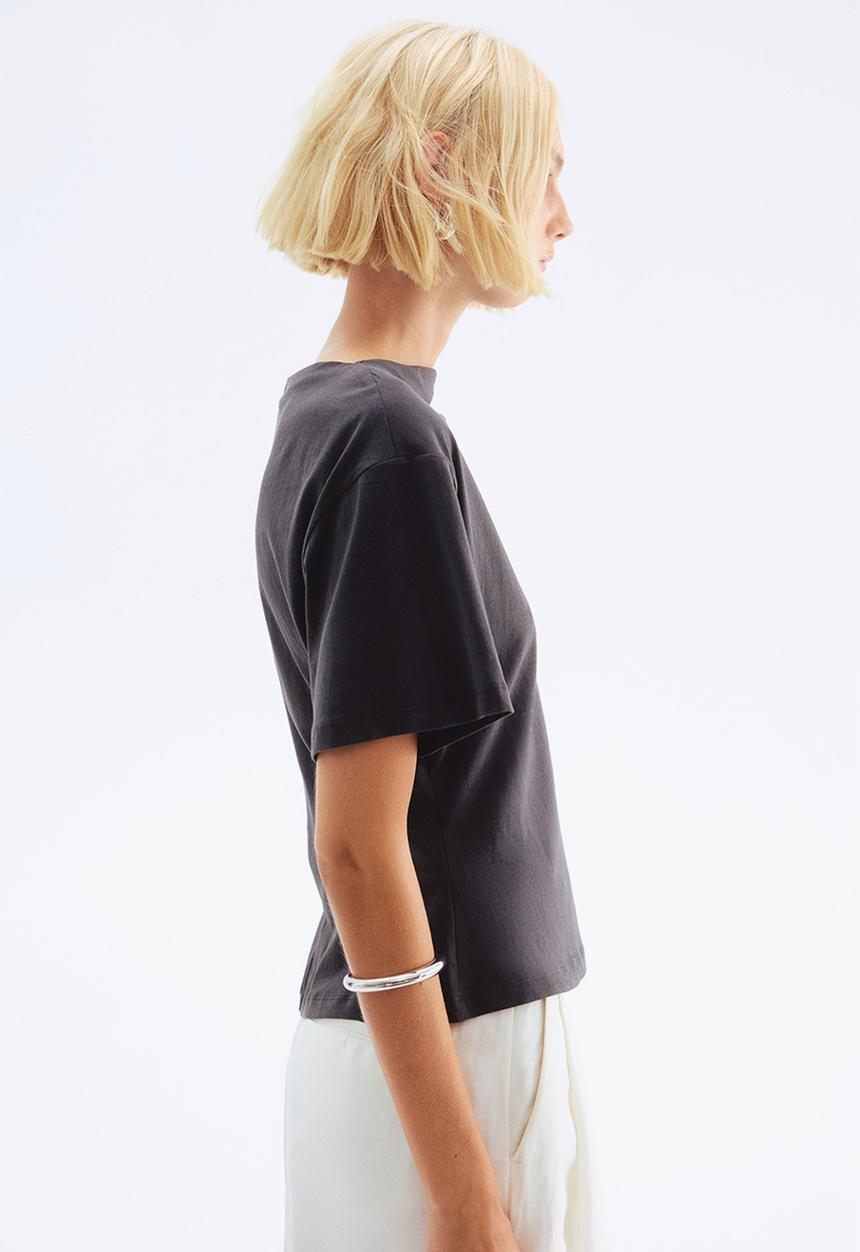 H&M - Boat-neck cotton top -dark grey