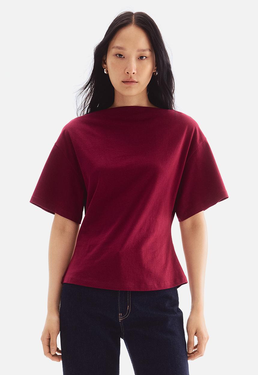 H&M - Boat-neck cotton top - burgundy
